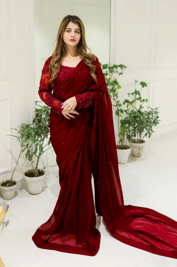 Fancy Sequence Embroidered Saree