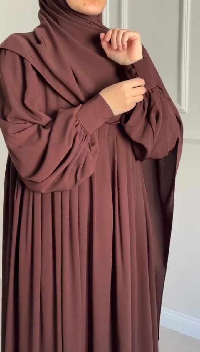 Brown Abaya With Stoller - | Buy Online from Areeba Boutiques