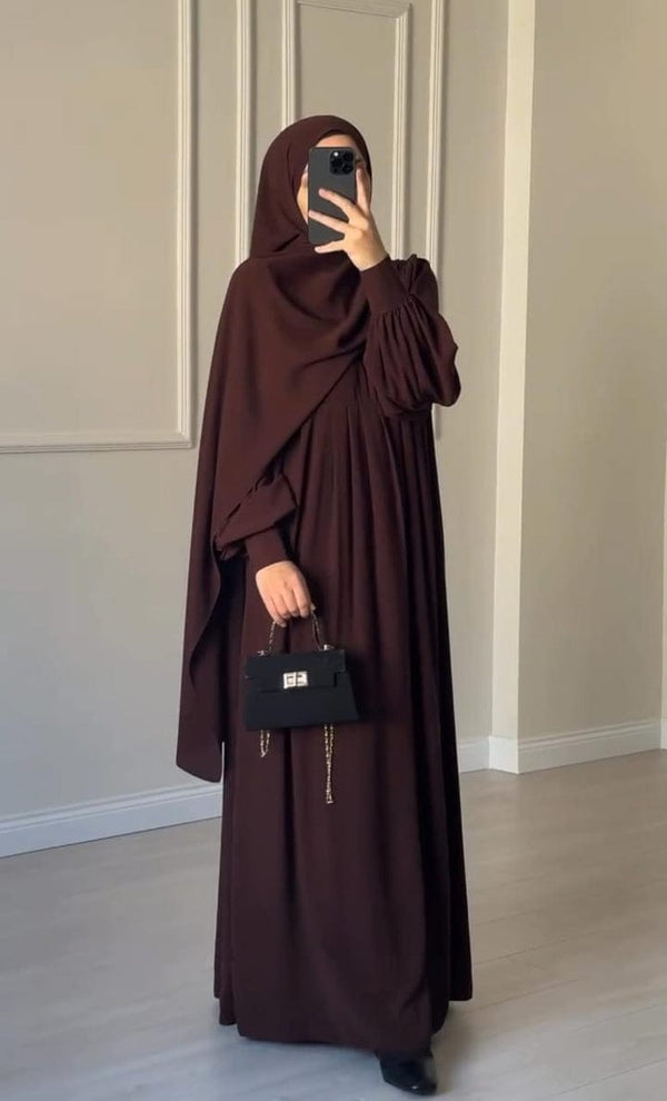 Brown Abaya With Stoller - | Buy Online from Areeba Boutiques