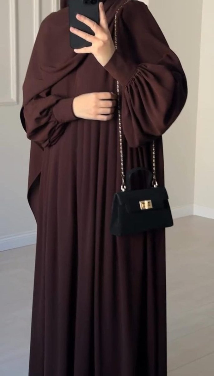 Brown Abaya With Stoller - | Buy Online from Areeba Boutiques