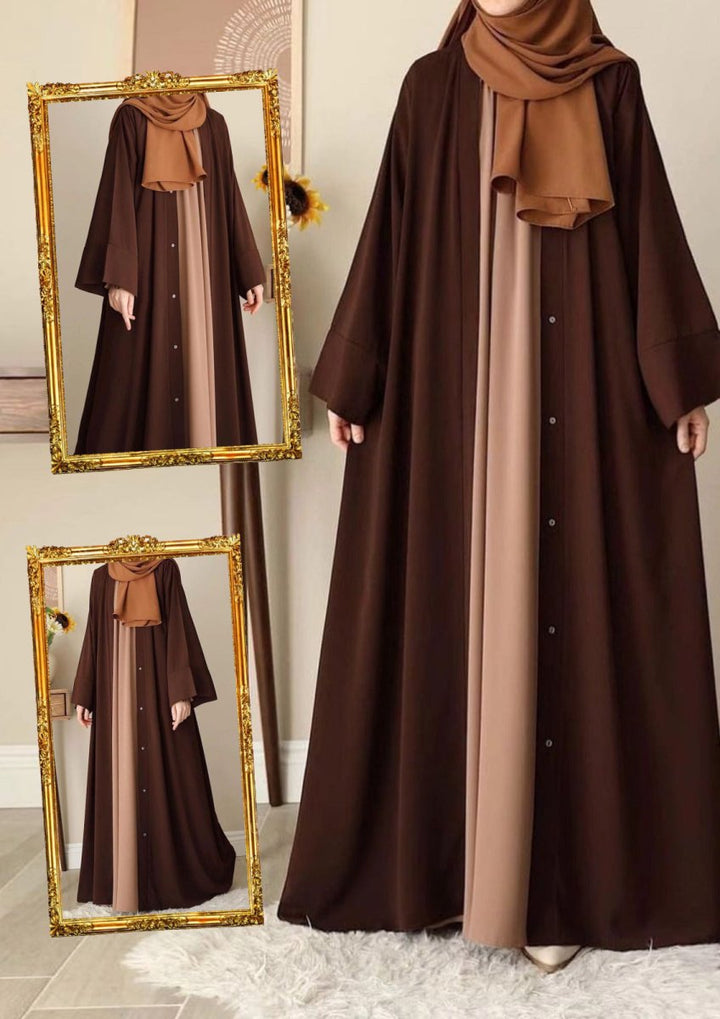 Chocolaty Gown Abaya With Stoller - | Buy Online from Areeba Boutiques
