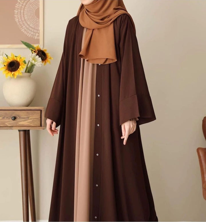 Chocolaty Gown Abaya With Stoller - | Buy Online from Areeba Boutiques