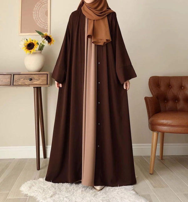 Chocolaty Gown Abaya With Stoller - | Buy Online from Areeba Boutiques