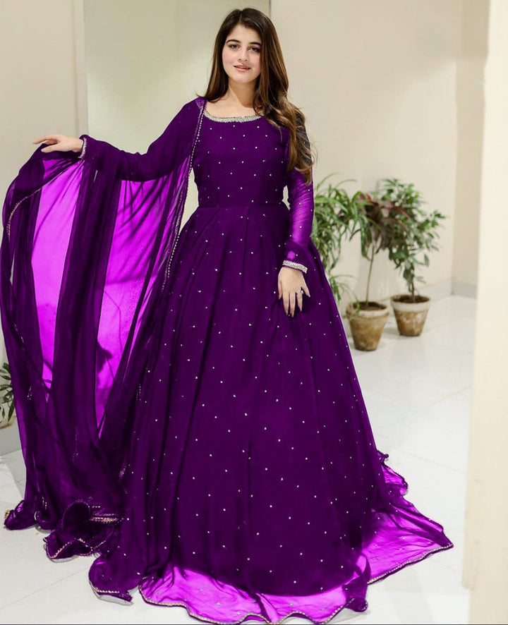 Pearls Maxi With Trouser and Dupatta - | Buy Online from Areeba Boutiques