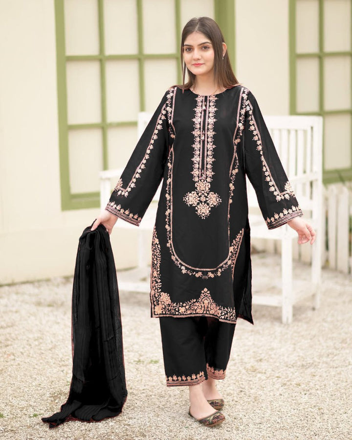 SEQUENCE EMBROIDERY 3 PEICE - | Buy Online from Areeba Boutiques
